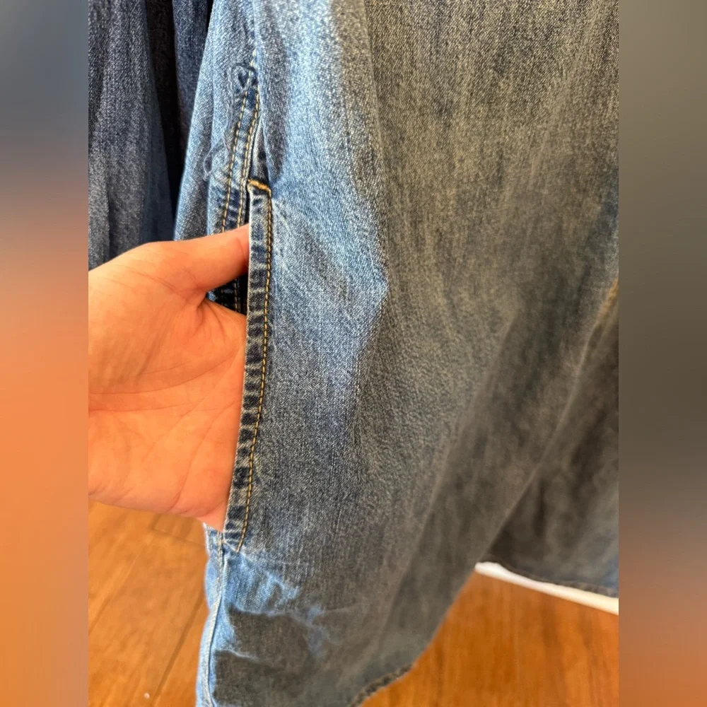 SOLD⚫️Rag & Bone Relaxed Fit Denim Shirt Dress Pockets Women’s Large - Picture 6 of 13